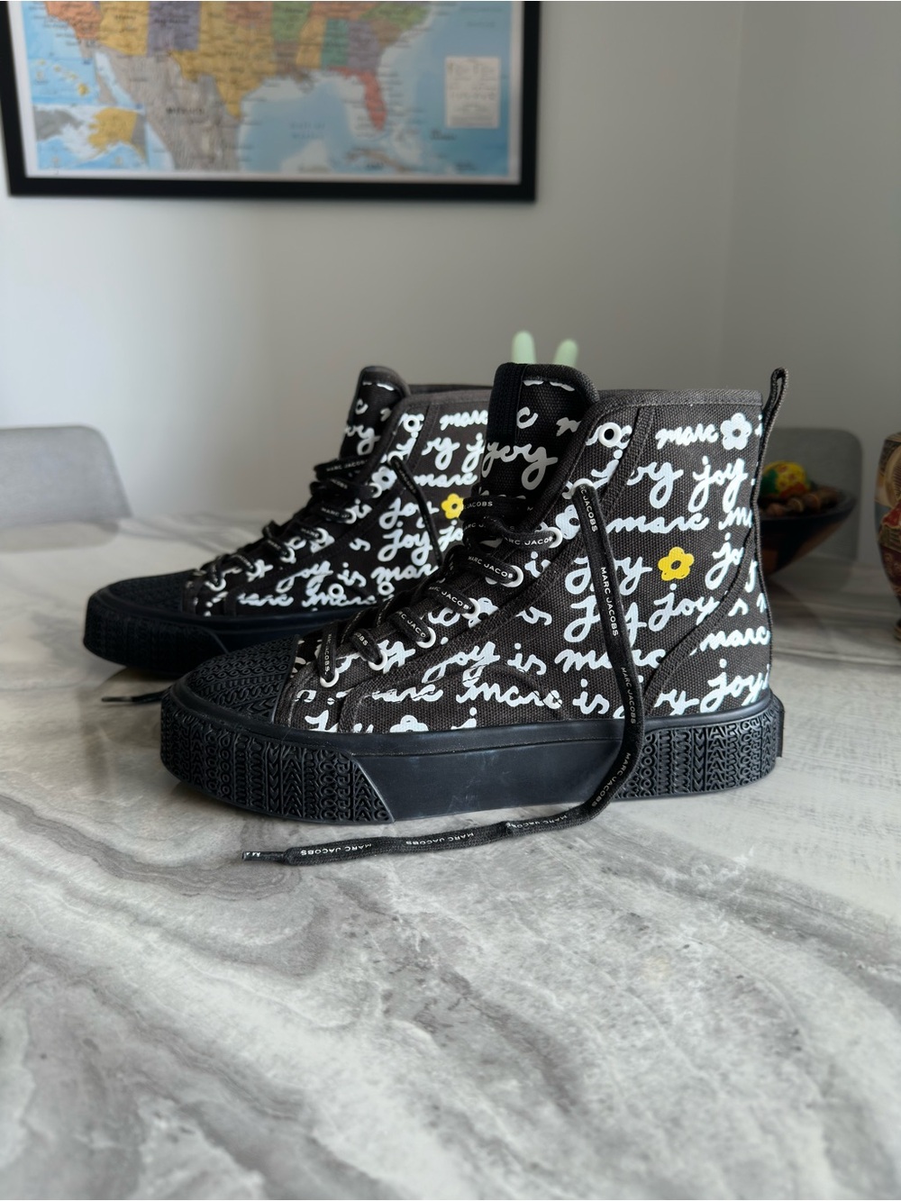 Marc Jacobs The Marc Is Joy Black Canvas High Top Platform Sneakers